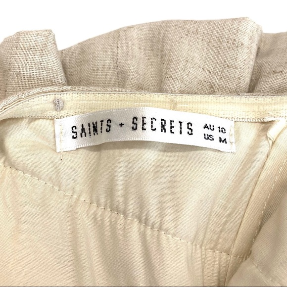 SOLD 💕NEW Saints + Secrets Strapless Linen Ruffle Cropped Jumpsuit - Picture 6 of 16